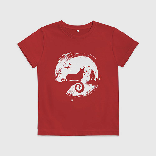 Детская футболка Полнолуние Корги / Красный – фото 1