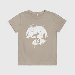 Футболка хлопковая детская Полнолуние Французский бульдог, цвет: миндальный