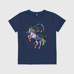 Футболка хлопковая детская Смерть на единороге, цвет: тёмно-синий