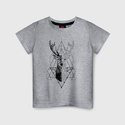 Футболка хлопковая детская Polygonal deer, цвет: меланж