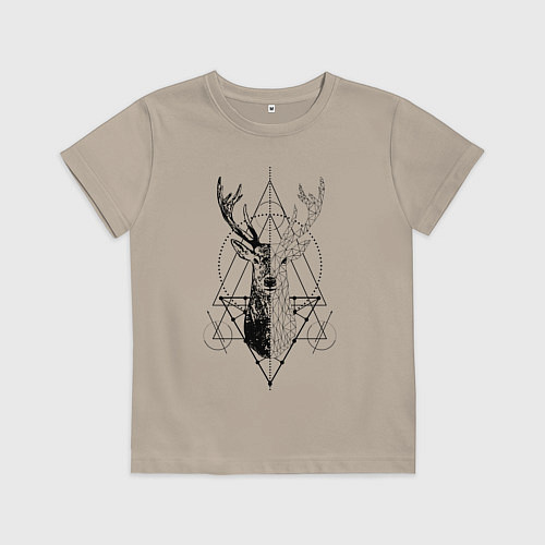 Детская футболка Polygonal deer / Миндальный – фото 1