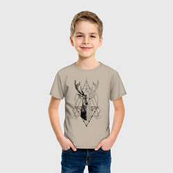 Футболка хлопковая детская Polygonal deer, цвет: миндальный — фото 2
