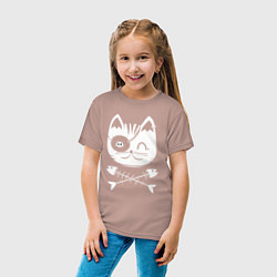 Футболка хлопковая детская Котик пират, цвет: пыльно-розовый — фото 2