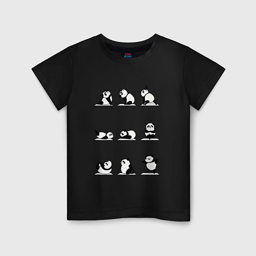 Детская футболка Панда занимается йогой / Черный – фото 1