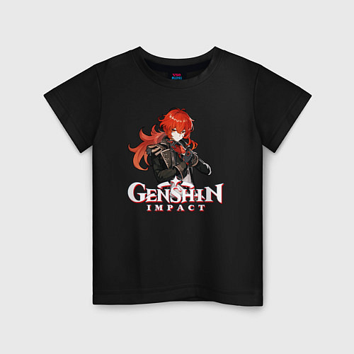 Детская футболка Genshin impact Дилюк / Черный – фото 1