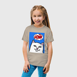 Футболка хлопковая детская Love cat, цвет: миндальный — фото 2