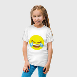 Футболка хлопковая детская Эмоджи смех, цвет: белый — фото 2