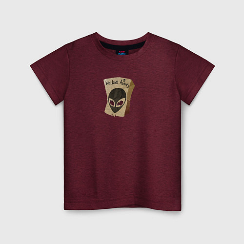 Детская футболка НЛО / Меланж-бордовый – фото 1