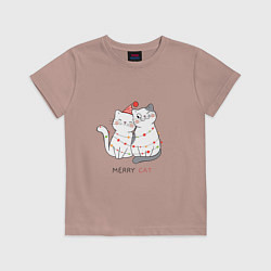 Футболка хлопковая детская Merry Cat, цвет: пыльно-розовый