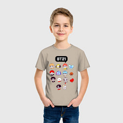 Футболка хлопковая детская BTS BT21, цвет: миндальный — фото 2