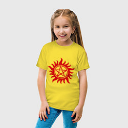 Футболка хлопковая детская Огненная пентограмма, цвет: желтый — фото 2