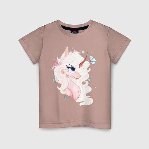 Детская футболка Единорог / Пыльно-розовый – фото 1