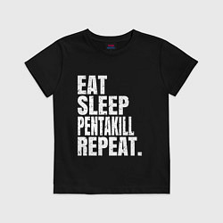 Футболка хлопковая детская EAT SLEEP PENTAKILL REPEAT, цвет: черный