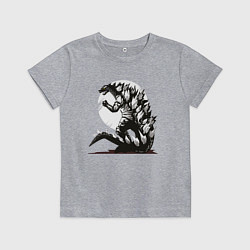Футболка хлопковая детская Годзилла, цвет: меланж