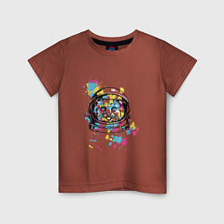 Футболка хлопковая детская Кот-космонавт, цвет: кирпичный