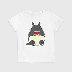 Футболка хлопковая детская Тоторо и арбуз, цвет: белый