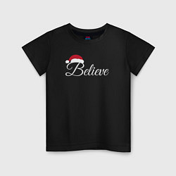 Футболка хлопковая детская Believe, цвет: черный