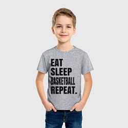 Футболка хлопковая детская EAT SLEEP BASKETBALL REPEAT, цвет: меланж — фото 2