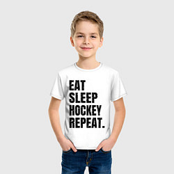 Футболка хлопковая детская EAT SLEEP HOCKEY REPEAT, цвет: белый — фото 2