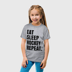 Футболка хлопковая детская EAT SLEEP HOCKEY REPEAT, цвет: меланж — фото 2