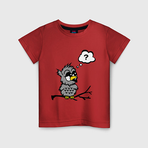 Детская футболка Птичка сидит на веточке / Красный – фото 1