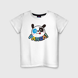 Футболка хлопковая детская Панда, цвет: белый