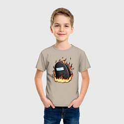 Футболка хлопковая детская Among Us fire, цвет: миндальный — фото 2