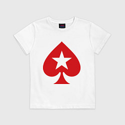 Футболка хлопковая детская Покер Пики Poker Stars, цвет: белый