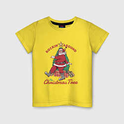 Футболка хлопковая детская Rockin Santa, цвет: желтый