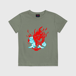 Футболка хлопковая детская Cyberpunk neon samurai, цвет: авокадо