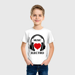 Футболка хлопковая детская Electro Music is Love, цвет: белый — фото 2