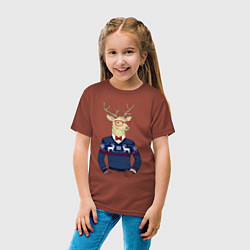 Футболка хлопковая детская Hipster Deer, цвет: кирпичный — фото 2