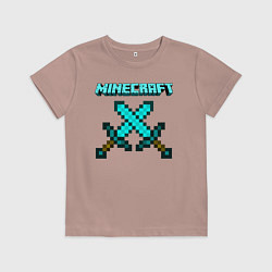 Футболка хлопковая детская Minecraft, цвет: пыльно-розовый