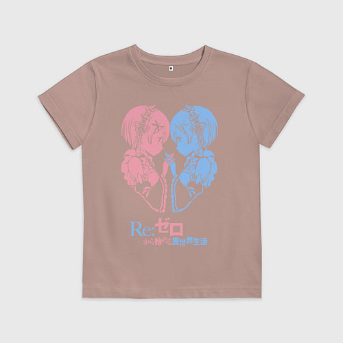 Детская футболка Re:Zero, Рам и Рем / Пыльно-розовый – фото 1