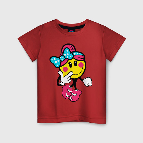 Детская футболка Девочка смайл / Красный – фото 1