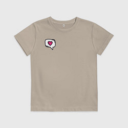 Футболка хлопковая детская Сердце, цвет: миндальный