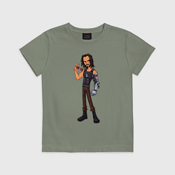 Футболка хлопковая детская Johnny Silverhand 03, цвет: авокадо