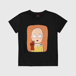 Футболка хлопковая детская Сайтама One Punch Man, цвет: черный