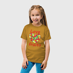 Футболка хлопковая детская Люблю фрукты, цвет: горчичный — фото 2
