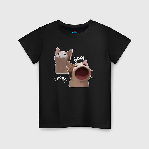 Детская футболка Cat Pop - Мем / Черный – фото 1