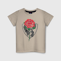 Футболка хлопковая детская Skull&Rose, цвет: миндальный