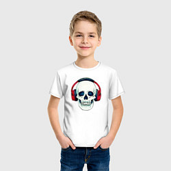 Футболка хлопковая детская Skull Music, цвет: белый — фото 2