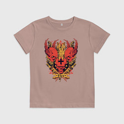 Футболка хлопковая детская Skull, цвет: пыльно-розовый