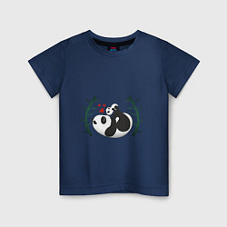 Футболка хлопковая детская Мама панда с малышом, цвет: тёмно-синий