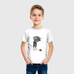 Футболка хлопковая детская Грустный робот, цвет: белый — фото 2