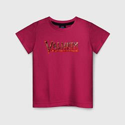 Футболка хлопковая детская Valheim огненный лого, цвет: маджента