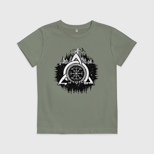 Детская футболка Вегвизир Рунический Компас / Авокадо – фото 1