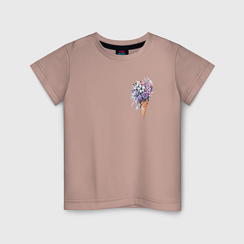 Детская футболка Цветочное мороженое / Пыльно-розовый – фото 1