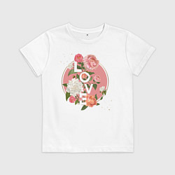 Футболка хлопковая детская Love, цвет: белый
