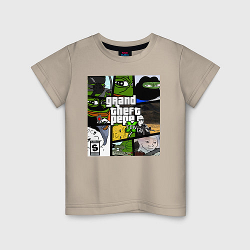 Детская футболка Grand Theft Pepe / Миндальный – фото 1